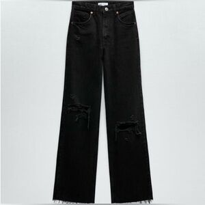 NWT Zara Ripped Wide Leg Jeans